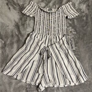 J for Justify Black and White Striped kids Romper